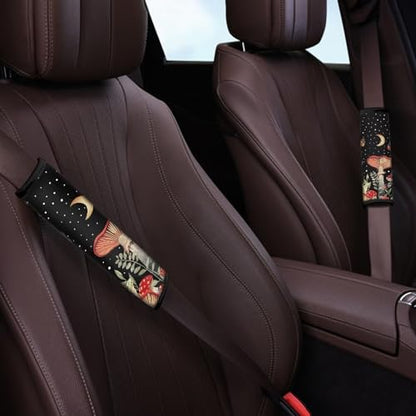 Dreaweet Mushroom Seatbelt Covers for Women Cute Car Accessories Seat Belt Cover Pad Black Seatbelt Cushion Shoulder Strap Pad for Bag Backpack - color: Mushroom Black