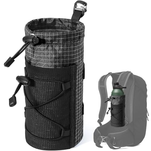 Large Water Bottle Holder Pouch Bag, Backpack Water Bottle Holder Mesh Bag Carrier Fits for 10-32oz Bottles, Heavy-Duty Water Bottles Holder Accessories for Hiking, Sports, Travel, Outdoor - color: Black