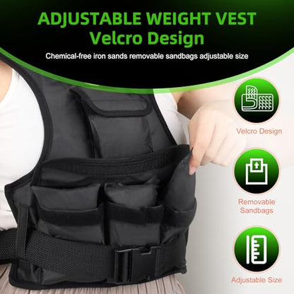 Adjustable Weighted Vest for Women, Customizable 0-18 lbs Strength Training Vest with 10 Removable Sandbag, Breathable Design, Reflective Safety Strips for Running, Hiking, and Fitness - size: 0-12 lb
