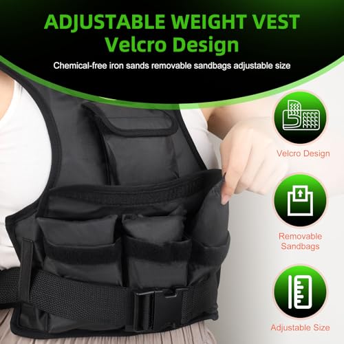 Adjustable Weighted Vest for Women, Customizable 0-18 lbs Strength Training Vest with 10 Removable Sandbag, Breathable Design, Reflective Safety Strips for Running, Hiking, and Fitness - size: 0-18 lb