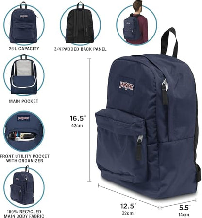 JanSport SuperBreak One Backpack - Durable, Lightweight Bag with 1 Main Compartment, Front Utility Pocket with Built-in Organizer, Premium Backpack, Faded Sage - color: Faded Sage