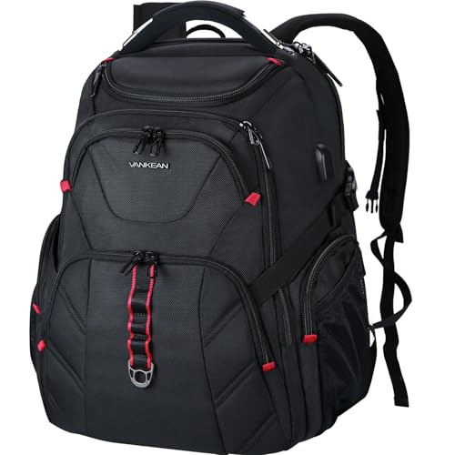 VANKEAN 17.3'' Travel Laptop Backpack TSA Friendly, Water Resistant Anti Theft Extra Large College Backpacks with RFID Pockets, USB Port for Men Women Business Work Bag, Black - style: Classic