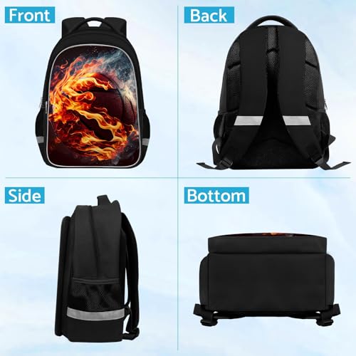 TILYTADLY School Backpack for Boys - Basketball Boys Backpack for Kids Children Teens Elementary Middle School - Students Bag for Ages 6-18,17″Bookbag Multifunctional Large Capacity - color: Basketball-03-backpack Only