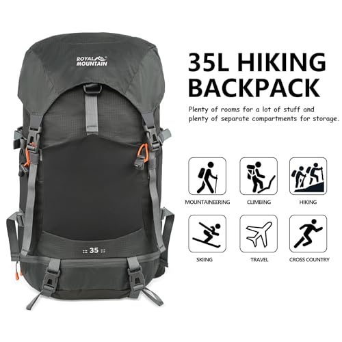 35L Hiking Backpack for Women men,Waterproof Camping Outdoor Backpacking Backpack for Travel lightweight Hiking Trekking Daypack - color: Gray