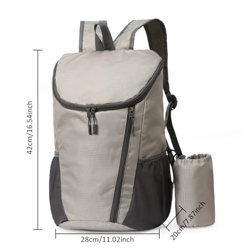 Portable Foldable Backpack Folding Mountaineering Bag, Ultralight Outdoor Cycling Rucksack, Travel Hiking Knapsack (Grey) - color: Grey