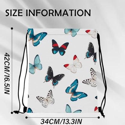 Drawstring Backpack Draw String Bag Sports Gym Bags Waterproof Cute Aesthetic Sackpack for Unisex Women Sports Beach Travel(13"×17")-Butterfly - color: Z1-butterfly