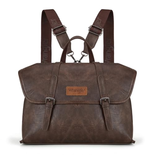 Wrangler Laptop Bag for Women Messenger Bag Briefcase Computer Backpack Convertible Satchel Bag - color: Coffee, size: 13 inch
