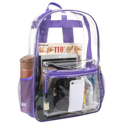 Trail maker Bulk Clear Backpacks Wholesale for School 24 Pack Clear Backpacks for Boys, Girls, School, Stadium, Travel (Purple Pack) - color: Purple Pack