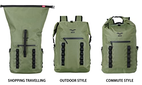 MIER Dry Bag Waterproof Backpack 30L Dry Sack Heavy Duty Roll-Top Closure for Kayaking, Beach, Boating, Swimming, Surfing - color: Dark Green