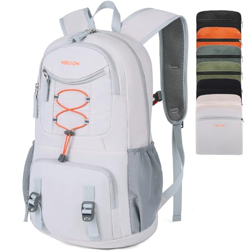 Nerlion 35L Hiking Backpack Travel Backpack for Men Women Camping Waterproof Outdoor Hiking Daypack Lightweight Backpack Silver Orange - color: Silver Orange