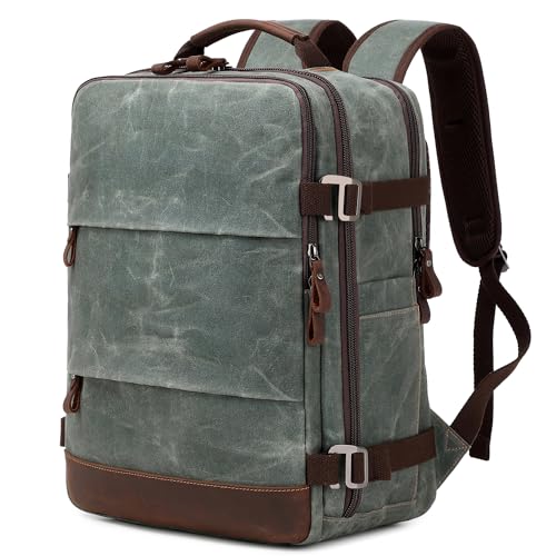 BOVIP Travel Backpack for Men Carry On Backpack Flight Approved Personal Item Backpack, 17 inch Laptop Backpack Casual Daypack Weekender Business Hiking Backpack, Dark Green - color: Dark Green, size: 17 inch