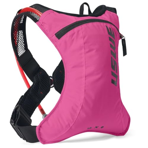 USWE Race 2.0, Ultra Lightweight Hydration Backpack with 2.0L / 70oz Water Bladder, Leak Proof Pack for Gravel, MTB, Running, Hiking, Cycling, Camping, Biking for Men,Women - color: Pink
