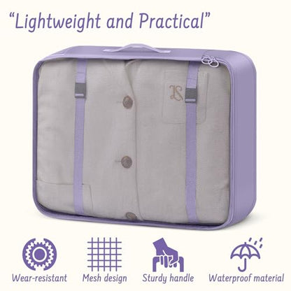9 Set Packing Cubes for Travel Essentials - Lightweight Carry-On Luggage Organizer Bags with Shoe, Clothes & Laundry Bags for Airplane, Family & Business Travel, Purple - color: Purple