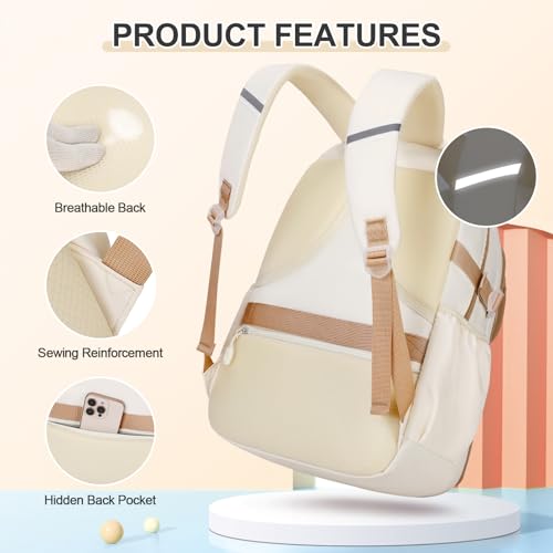 DIGOBAY Backpacks for Girls, 3PCS School Backpack with Lunch Box Pencil Pouch for Teen Girls Kids Elementary Primary Middle High College Travel School bag Bookbag Set （Beige-Khaki） - color: Beige-khaki