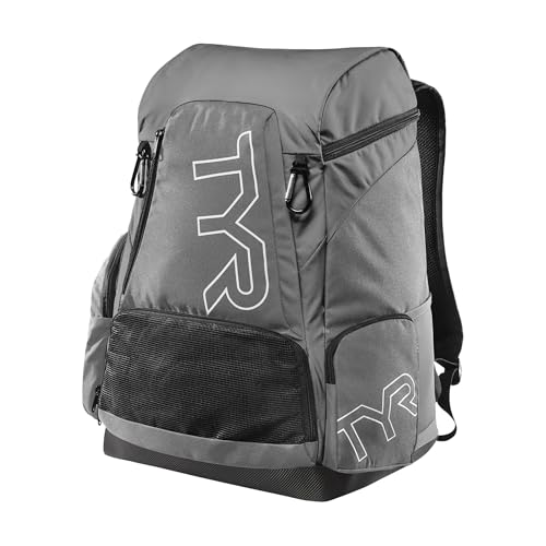 TYR Alliance Backpack - Wet/Dry Athletic Gym and Pool Bag for Men and Women - Separate Wet/Dry Compartments, 45L Capacity, Ergonomic, Water-Resistant - Available in Team Colors - color: Grey, size: 45 Liter