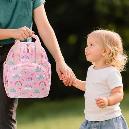 Bluboon Toddler Backpack for Girls Boys 2-4 Cute 12" Preschool Kindergarten Backpacks Kids Daycare Bags School Travel (Pink-Rainbow Bow, Age 2-4 (12" H not Fit A4 Folder)) - color: Pink-rainbow Bow, size: Age 2-4 (12" H not Fit A4 Folder)