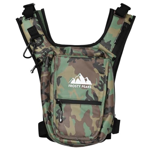 Chest Pack for Hiking, Skiing, Running & Travel, Minimalist Chest Rig Bag with Easy-Access Phone Pouch, Dual-Access Pocket, Card & Cash Slot, Adjustable Vest Pack for Men & Women - color: Camo