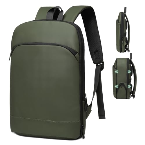 Slim Laptop Backpack for Men, Expandable Business Backpack with 16" Laptop Compartment - TSA 15L-25L Capacity Lightweight for Work Office, Dark Green - color: Dark Green