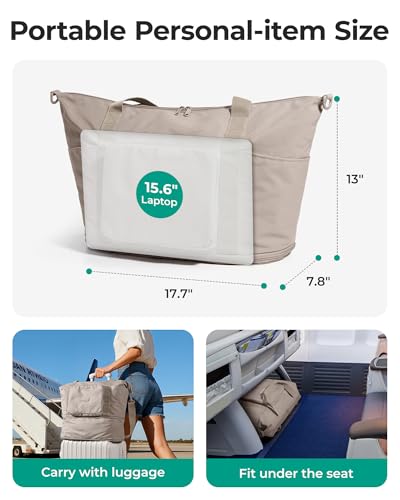 BAGSMART Foldable Travel Bag, 37L Expandable Personal Item Bag, Lightweight Weekender Bags for Women, Water Resistant Extra Carry on for Travel, Kelp Green - color: Kelp green