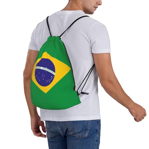 Brazil Flag Drawstring Bag Sport Gym Backpack Beach Travel Sack Draw String Yoga Bag For Men Women - color: Brazil Flag