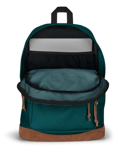 JanSport Right Pack Backpack - Durable Daypack with Padded 15" Laptop Sleeve, Spacious Main Compartment & Integrated Water Bottle Pocket - Deep Juniper - color: Deep Juniper