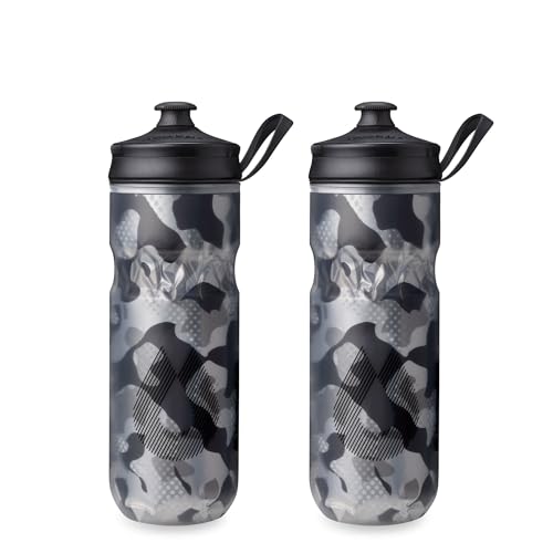 HydraPak | Polar Bottle - Polar Sport Insulated Water Bottle 2-Pack - BPA-Free, Sport & Bike Squeeze Bottle with Handle (Contender Black, 600ml / 20oz) - color: Contender Black, style: 20oz/600ml (2-Pack)