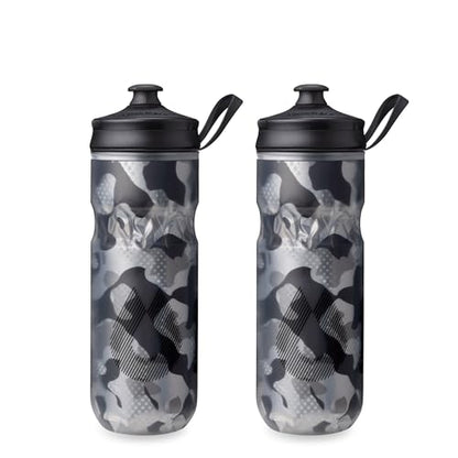 HydraPak | Polar Bottle - Polar Sport Insulated Water Bottle 2-Pack - BPA-Free, Sport & Bike Squeeze Bottle with Handle (Contender Black, 600ml / 20oz) - color: Contender Black, style: 20oz/600ml (2-Pack)
