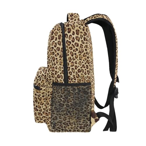 ALAZA Animal Leopard Print Brown Stylish Backpack Purse for Women Girls Kids School Personalized Laptop iPad Tablet Travel School Bag with Multiple Pockets - color: Leopard