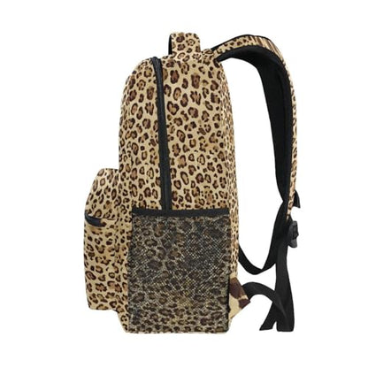 ALAZA Animal Leopard Print Brown Stylish Backpack Purse for Women Girls Kids School Personalized Laptop iPad Tablet Travel School Bag with Multiple Pockets - color: Leopard