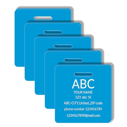 Custom Engraved Luggage Tags, Waterproof Personalized Luggage Tags, Acrylic Personalized Bag Tags for Suitcases/Backpack/Luggage Accessories (Square, Light-Blue-A, 2 x 2 inches, Herringbone) - color: Light-blue-a, size: 2 x 2 inches, style: Square