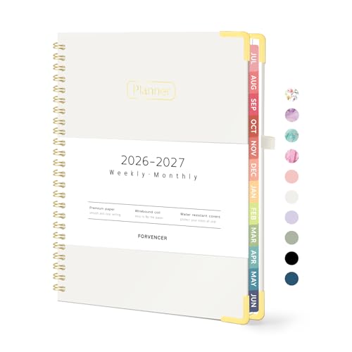 Forvencer Academic Planner 2026-2027, Hardcover Calendar Planner Weekly & Monthly, July 2026 - June 2027, 6" x 8", Daily Agenda with Tabs, College School Organizer for Student Teacher, Beige - color: Beige, size: 6.3"x8.4" (Jul 2026 - Jun 2027)