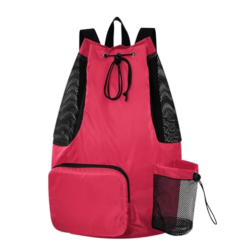 Yuiboo Crimson Red Women Mens Drawstring Backpack Sports Gym Bag with Water Bottle Holder String Back Bag Waterproof