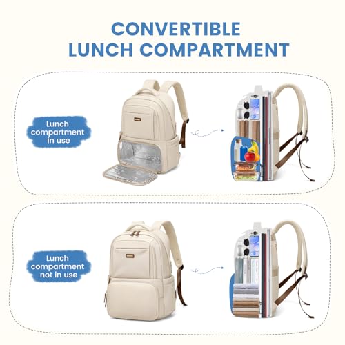 GOLF SUPAGS Lunch Backpack 16 Inch Laptop Backpack with Insulated Cooler Lunch Box Food Bag for College Work Camping Picnics (Apricot) - color: Apricot