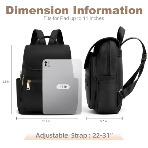 SYTRAH Mini Backpack Purse for Women, Causal Small Backpack with Built-in RFID Wallet & 11" Tablet Sleeve, Stylish Travel Daypack for Daily Black - color: Black