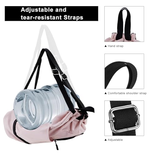 Kamo Drawstring Backpack Bag - Sport Swimming Yoga Backpack with Shoe Compartment, Two Water Bottle Holder for Men Women Large String Backpack Athletic Sackpack for Travel - color: Pale Pink