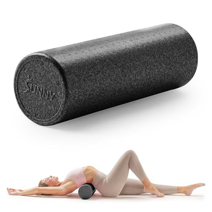 Sunny Health & Fitness High-Density Foam Roller 12" to 36", for Stretching & Muscle Recovery – Black, Blue, Pink - color: Black, size: 12-Inch
