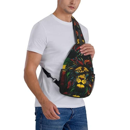 Jamaica Reggae Music Lion Outdoor Crossbody Shoulder Bag For Unisex Young Adult Hiking Bicycling - color: 1