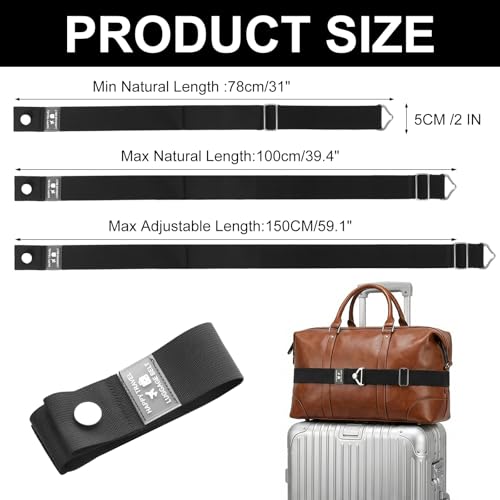 2-in-1 Travel Belt for Luggage Straps Add a Bag Luggage Strap for Backpack Over Handle for Carry On Bag Suitcase Belts Adjustable Travel Airport Luggage Belt Strap with Alloy Buckle