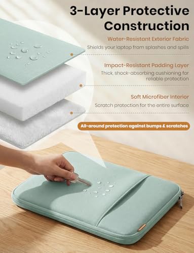 DOMISO Laptop Case Laptop Sleeve Cover Compatible with 15 inch MacBook Air M4/A3241 2025, M3/A3114,M2/A2941,15 inch MacBook Pro A1990 A1707,Compatible with Dell XPS 15 Plus with Small Case,Mint Green - color: Mint Green, size: 14 inch
