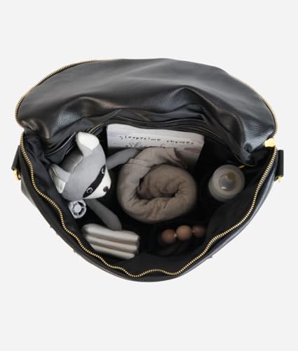 FAWN DESIGN The Original Diaper Bag, Faux Leather Diaper Bag Backpack, Vegan Leather, Large Capacity Baby Bag for Mom - color: Black