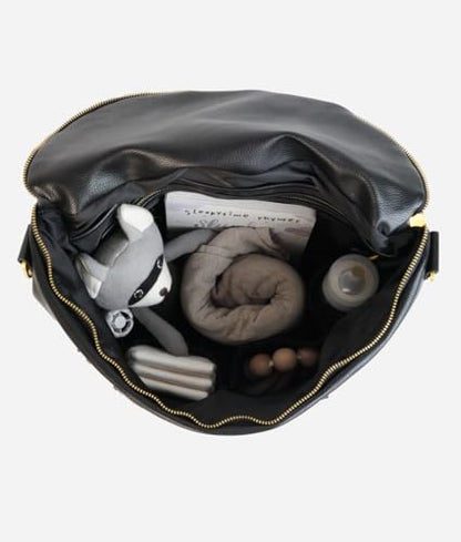 FAWN DESIGN The Original Diaper Bag, Faux Leather Diaper Bag Backpack, Vegan Leather, Large Capacity Baby Bag for Mom - color: Black