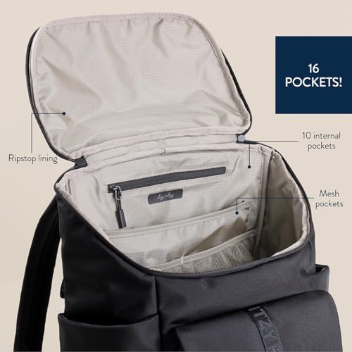 Itzy Ritzy Belong Bucket Backpack – Lightweight Diaper Bag Backpack Featuring 16 Pockets, Bucket Top Opening, Stroller Straps & Changing Pad – Organized and Stylish Everyday Family Backpack (Black) - color: Black