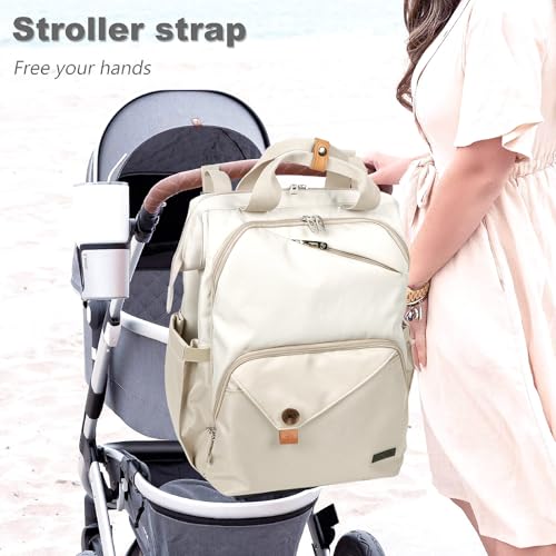 Hap Tim Baby Diaper Bag for Boys Girls, Large Backpack Diaper Bags with Double Compartments, Baby Registry Search Shower Gifts Stuff Newborn Must Haves（7340-KK） - color: Khaki