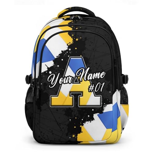 COZYAURA Volleyball Backpack for Girls Personalized Backpacks with Name - Custom Initial Water Resistant Bookbag, 17 Inch Sports School Bag for Primary, Middle, Senior - color: Blue