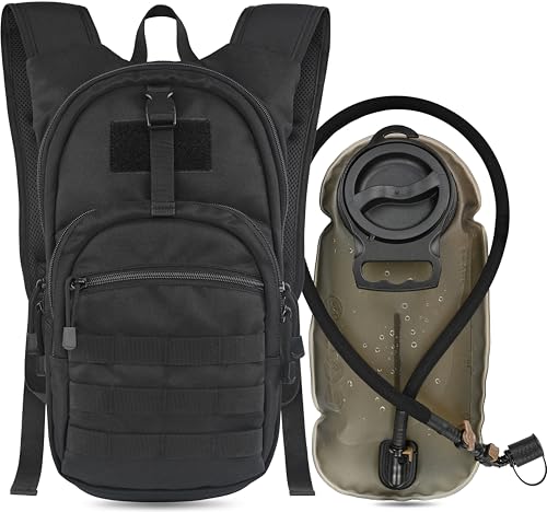 MARCHWAY Tactical Molle Hydration Pack with 2.5L TPU Water Bladder, Low-Profile Organized Military Backpack for Hiking, Cycling, Backpacking, Hunting, Running - color: Black