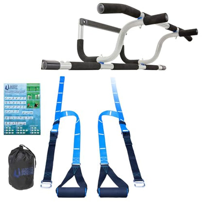 Ultimate Body Press XL Doorway Pull Up bar with Elevated bar & Adjustable Width - color: XL Doorway Pull Up Bar and Strap System