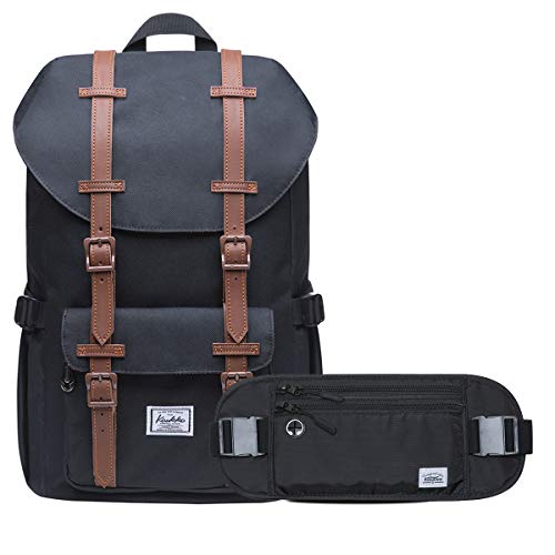 KAUKKO Laptop Outdoor Backpack Traveling Daypack Hiking Rucksack Large Capacity Bag Fits 15.6"(5-7-Black[2PC]) - color: 7-black[2pc]
