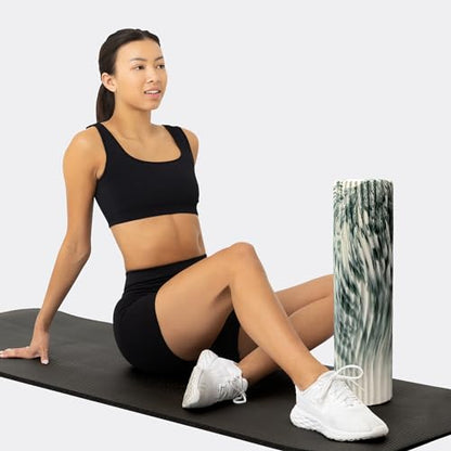 Oceanfoam Tidal Roller - Hunter Marbled - Muscle Massage Foam Roller for Back Pain & Stretching - Firm and Ergonomic Wide Wave Textured - Yoga, Athletics, & Wellness - Full Size, 20" x 5" - color: Hunter Marbled