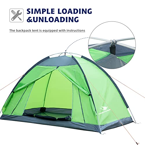 7.2 × 4 × 4 Feet Single Backpack Tent, Waterproof Camping and Hiking Tent can be Used by One Person, Light and Durable - color: Grass Green