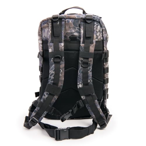 Large Laser-cut MOLLE Backpack with Pistol Retention System, Black Python, Modular and Lightweight Design for EDC, Range, or Tactical Use - color: Black Python